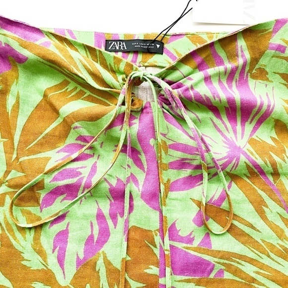Zara NWT Linen Tropical Print Midi Skirt - Picture 3 of 14
